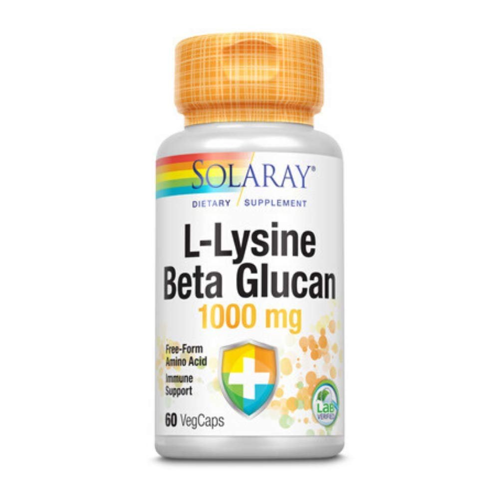 SOLARAY L - Lysine w/Beta Glucan, Veg Cap (Btl - Plastic) 1000mg | 60ct - The Oasis of Health