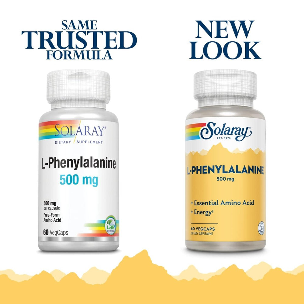 SOLARAY L - Phenylalanine 500mg - Amino Acid Support for Mood and Brain Function - 60 VegCaps - The Oasis of Health