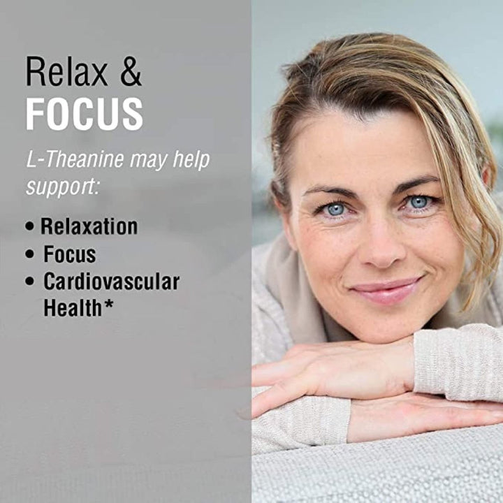 Solaray L - Theanine - 45 VegCaps - 200 mg + 100 mg Green Tea Leaf - The Oasis of Health