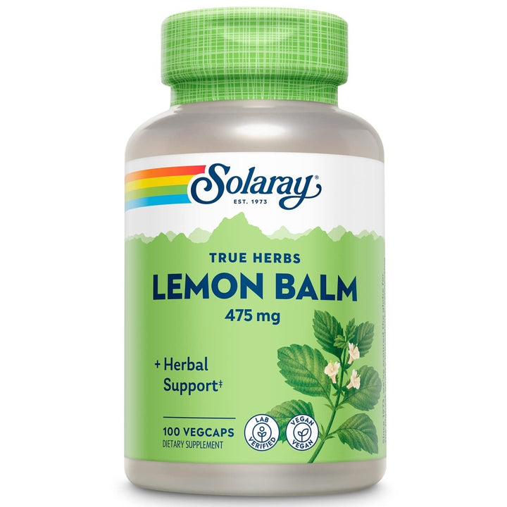 SOLARAY Lemon Balm Aerial 475mg | Healthy Mental Calm & Relaxation and Rest Support | Whole Aerial for Full Nutrient Profile | Non - GMO, Vegan | 100 CT - The Oasis of Health