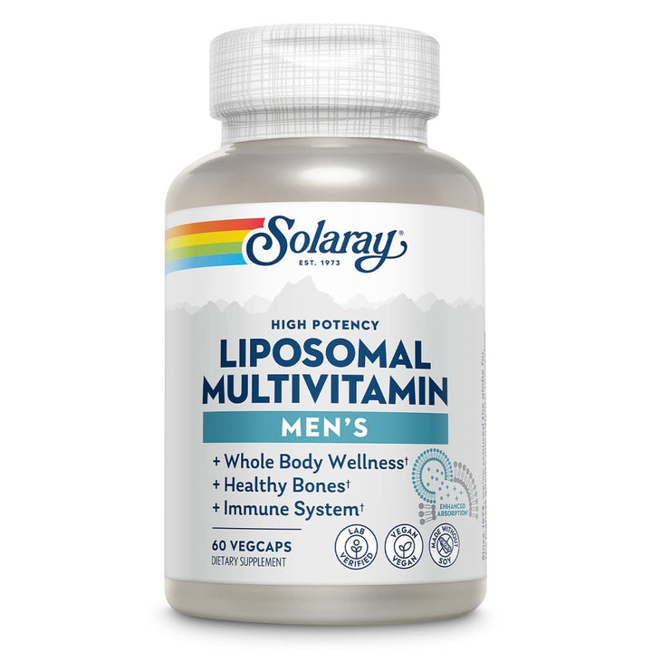 SOLARAY Liposomal Multivitamin for Men, Enhanced Absorption Immune, Energy & Bone Support, Mens Daily Multi Vitamin, BCAA?s, Vitamin D3, C, B12, Zinc, Vegan, Soy Free, 30 Servings, 60 VegCaps - The Oasis of Health