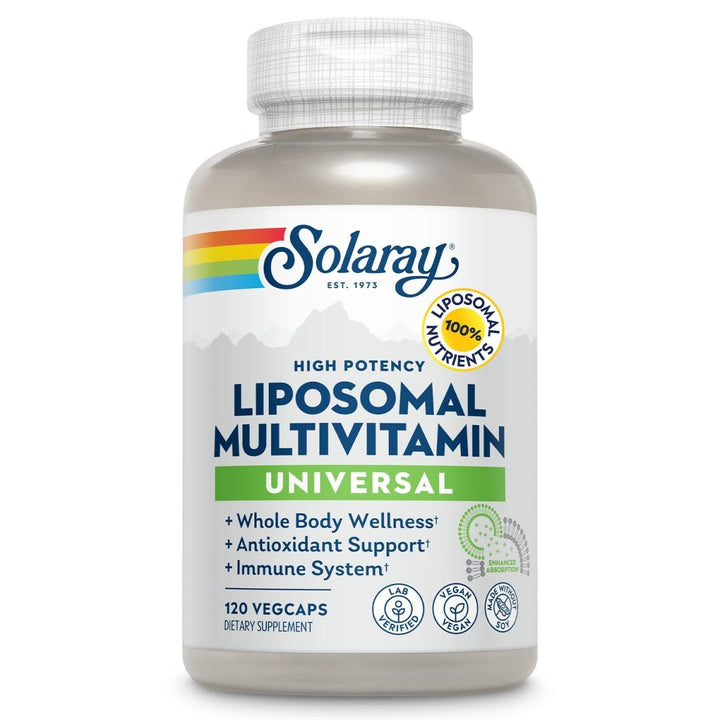 SOLARAY Liposomal Multivitamin for Men & Women, High Potency, Enhanced Absorption Vitamin C, Vitamin D, Biotin, Methyl B - 12, Odor Neutral & Gentle Digestion, 30 Servings, 60 VegCaps - The Oasis of Health