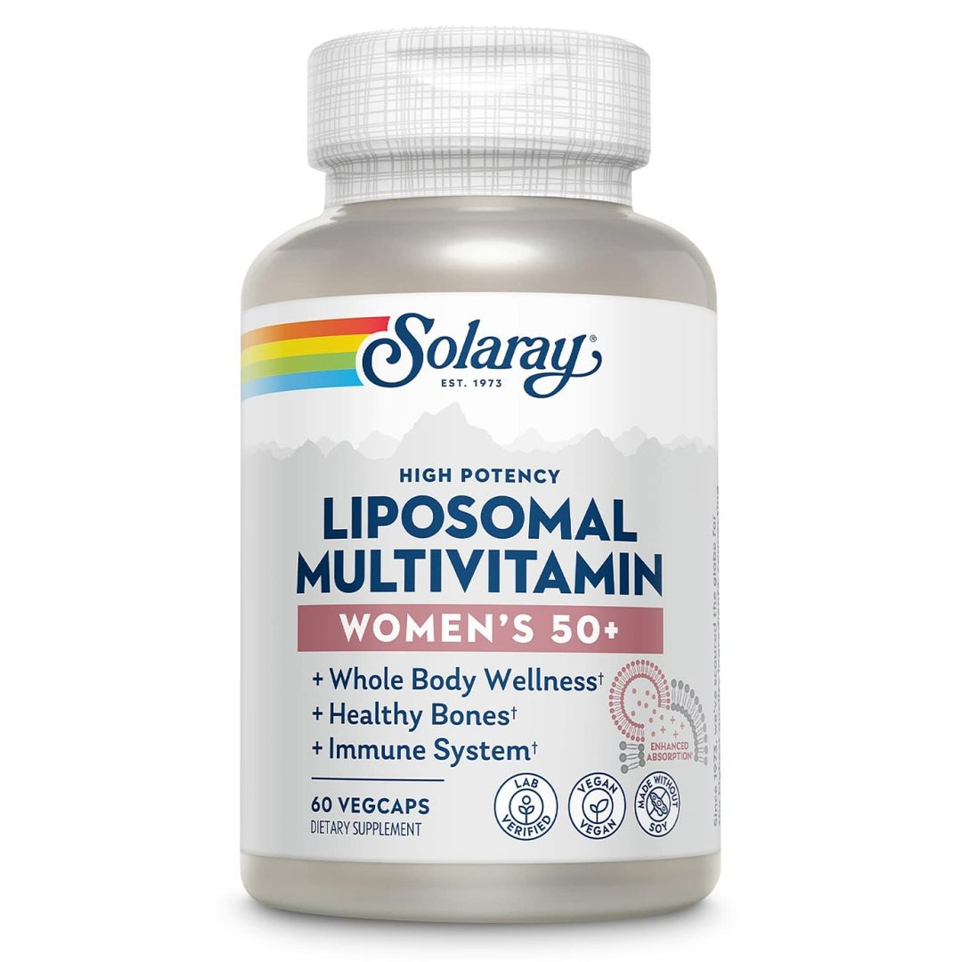 Solaray Liposomal Multivitamin for Women 50 Plus, Enhanced Absorption with Iron, Vitamin D, Vitamin C, B12, Biotin & More, Immune Support & Bone Health, Vegan, 30 Servings, 60 VegCaps - The Oasis of Health
