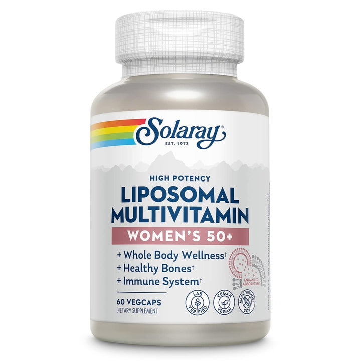 Solaray Liposomal Multivitamin for Women 50 Plus, Enhanced Absorption with Iron, Vitamin D, Vitamin C, B12, Biotin & More, Immune Support & Bone Health, Vegan, 30 Servings, 60 VegCaps - The Oasis of Health
