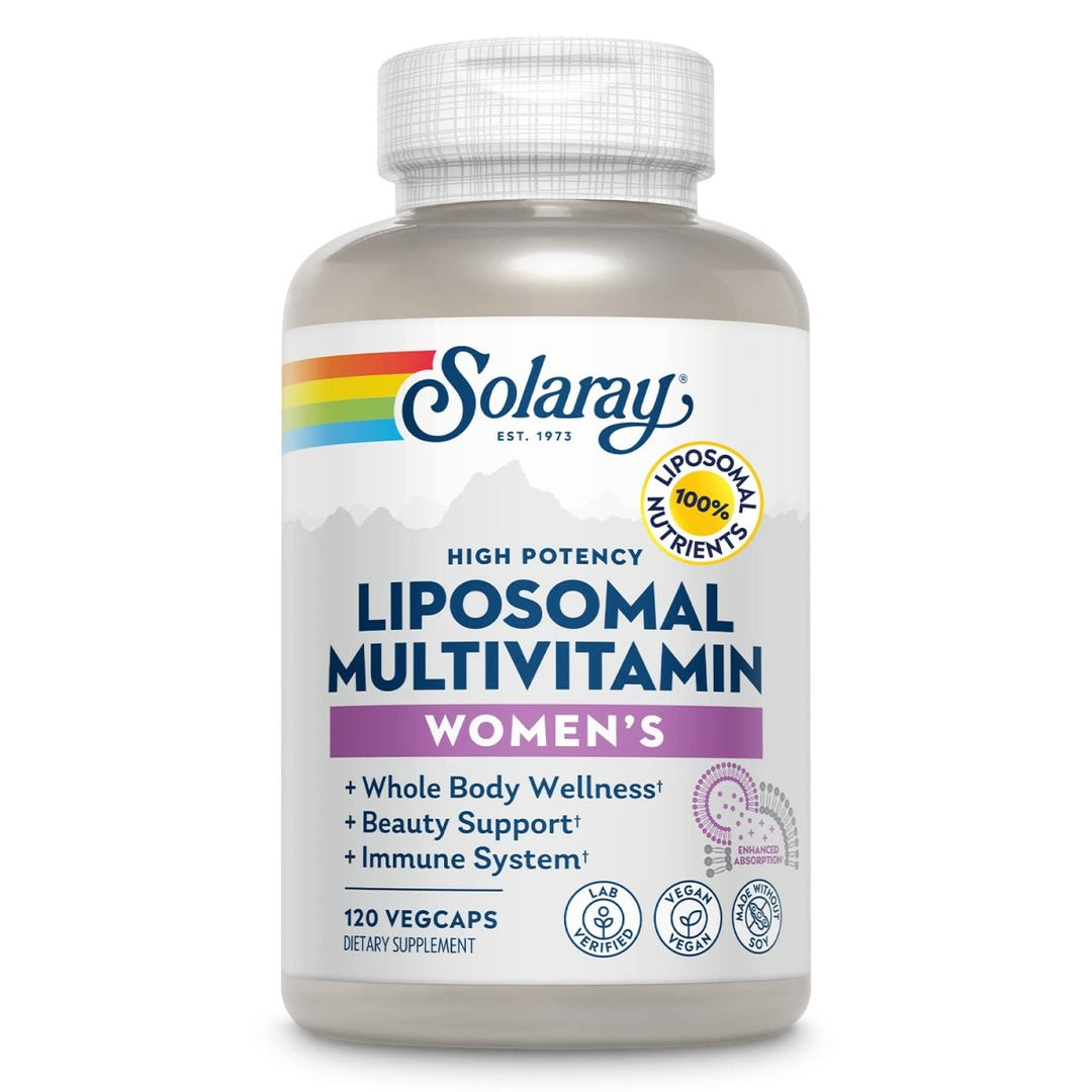 SOLARAY Liposomal Multivitamin for Women, Enhanced Absorption, High Potency w/Iron, Vitamin D, Vitamin C, B12, Biotin, CoQ10, Immune Support, Bone Health, Vegan, 60 Servings, 120 VegCaps - The Oasis of Health
