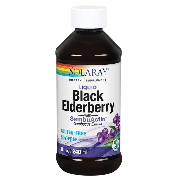 SOLARAY Liquid Black Elderberry Extract | Delicious, Healthy Immune System & Antioxidant Support | 24 Servings | 8 fl oz - The Oasis of Health