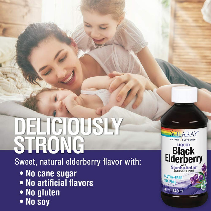SOLARAY Liquid Black Elderberry Extract | Delicious, Healthy Immune System & Antioxidant Support | 24 Servings | 8 fl oz - The Oasis of Health