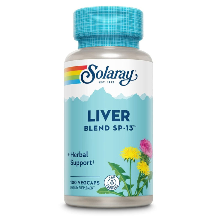 Solaray Liver Blend SP - 13, Traditional Liver Cleanse Detox & Repair Support with Milk Thistle, Dandelion, Burdock, Artichoke Leaf, Kelp, Peppermint, and Trace Minerals, 100 Servings, 100 VegCaps - The Oasis of Health