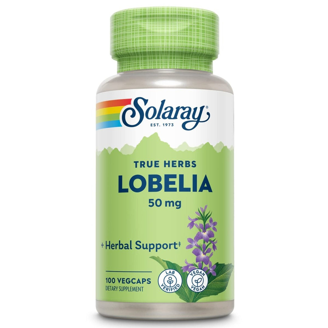 SOLARAY Lobelia Aerial 50mg | Healthy Respiratory and Bronchial Function Support | Ginger Root for Added Lung Support | Non - GMO & Vegan | 100 VegCaps - The Oasis of Health