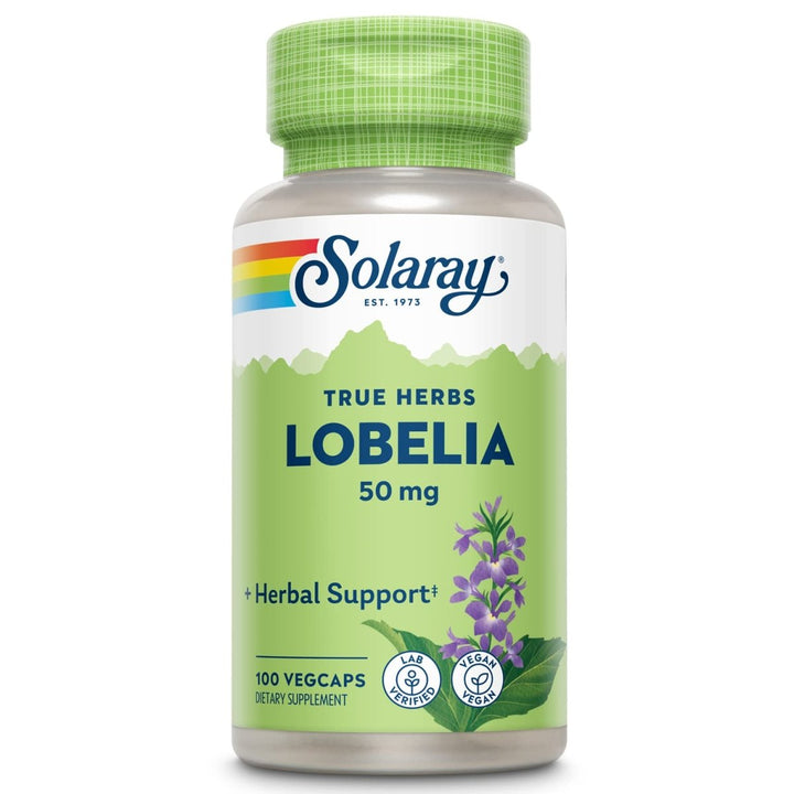 SOLARAY Lobelia Aerial 50mg | Healthy Respiratory and Bronchial Function Support | Ginger Root for Added Lung Support | Non - GMO & Vegan | 100 VegCaps - The Oasis of Health