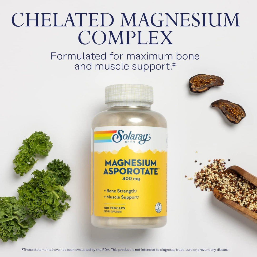 Solaray Magnesium Asporotate 400 mg | Aspartate, Orotate & Citrate Complex | Healthy Heart, Muscle, Nerve & Circulatory Function Support | 180 VegCaps - The Oasis of Health