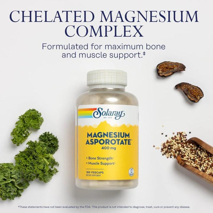 Solaray Magnesium Asporotate 400 mg | Aspartate, Orotate & Citrate Complex | Healthy Heart, Muscle, Nerve & Circulatory Function Support | 180 VegCaps - The Oasis of Health
