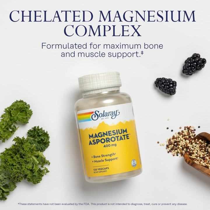 Solaray Magnesium Asporotate 400 mg, Aspartate, Orotate & Citrate Complex, Healthy Heart, Muscle, Nerve & Circulatory Function Support 180ct (60 Servings, 120 VegCaps) - The Oasis of Health