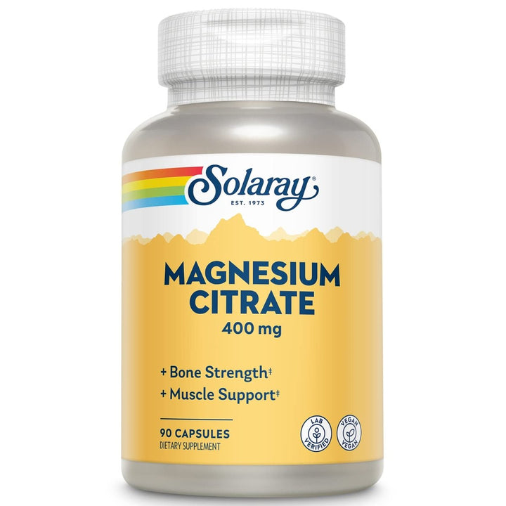 Solaray Magnesium Citrate 400mg | Nutritive Support for Healthy Heart, Muscle, Nerve & Circulatory Function | Chelated for Absorption | 90 Count - The Oasis of Health
