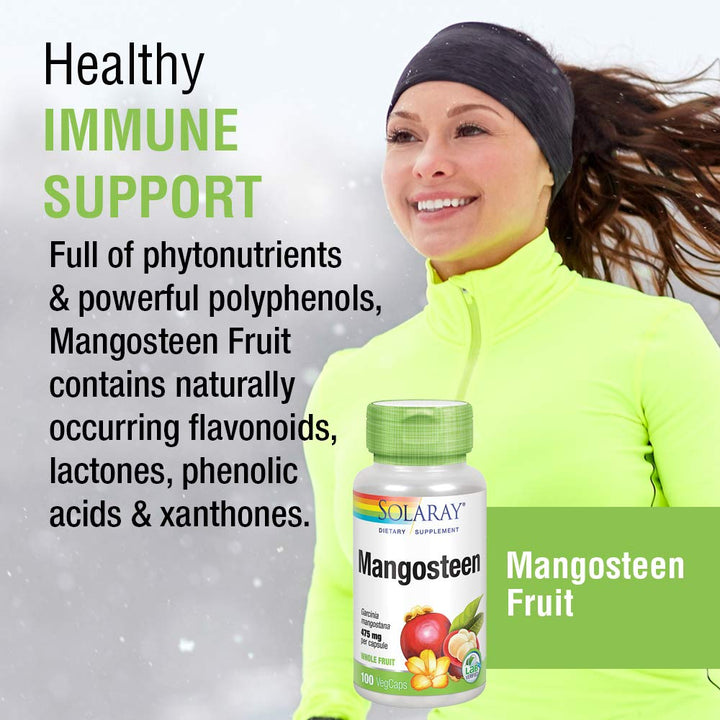 SOLARAY Mangosteen Fruit 475mg | Whole Herb | Antioxidant & Immune Support Supplement w/Phytonutrients, Polyphenols, Flavonoids, & More | 100ct - The Oasis of Health