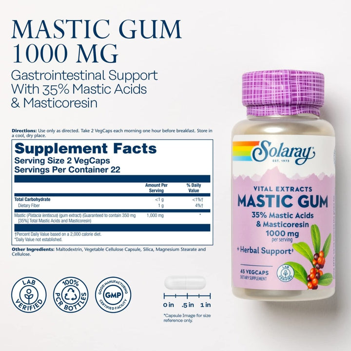 Solaray Mastic Gum Extract 500 mg 45 Count - The Oasis of Health