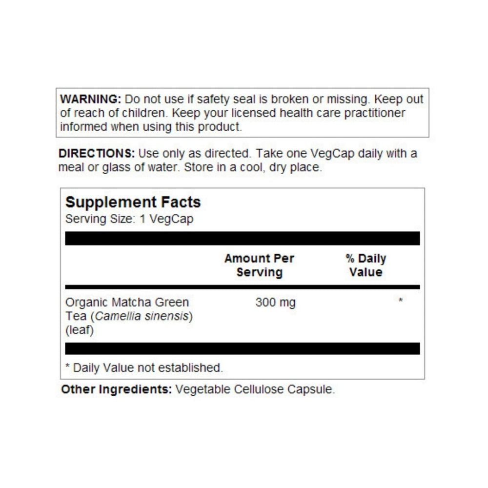 SOLARAY Matcha Green Tea 300 mg | Healthy Energy, Antioxidant, Mood Metabolism Support | 100 VegCaps - The Oasis of Health