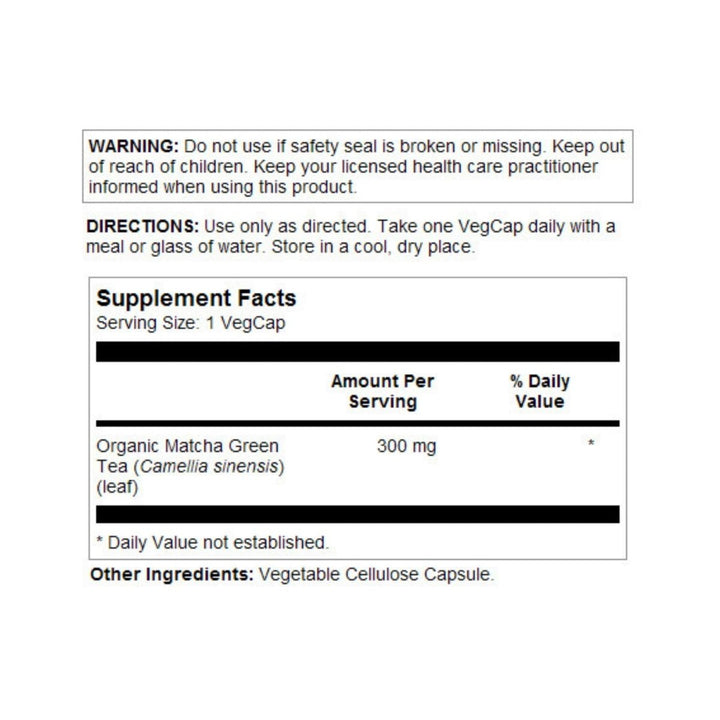 SOLARAY Matcha Green Tea 300 mg | Healthy Energy, Antioxidant, Mood Metabolism Support | 100 VegCaps - The Oasis of Health