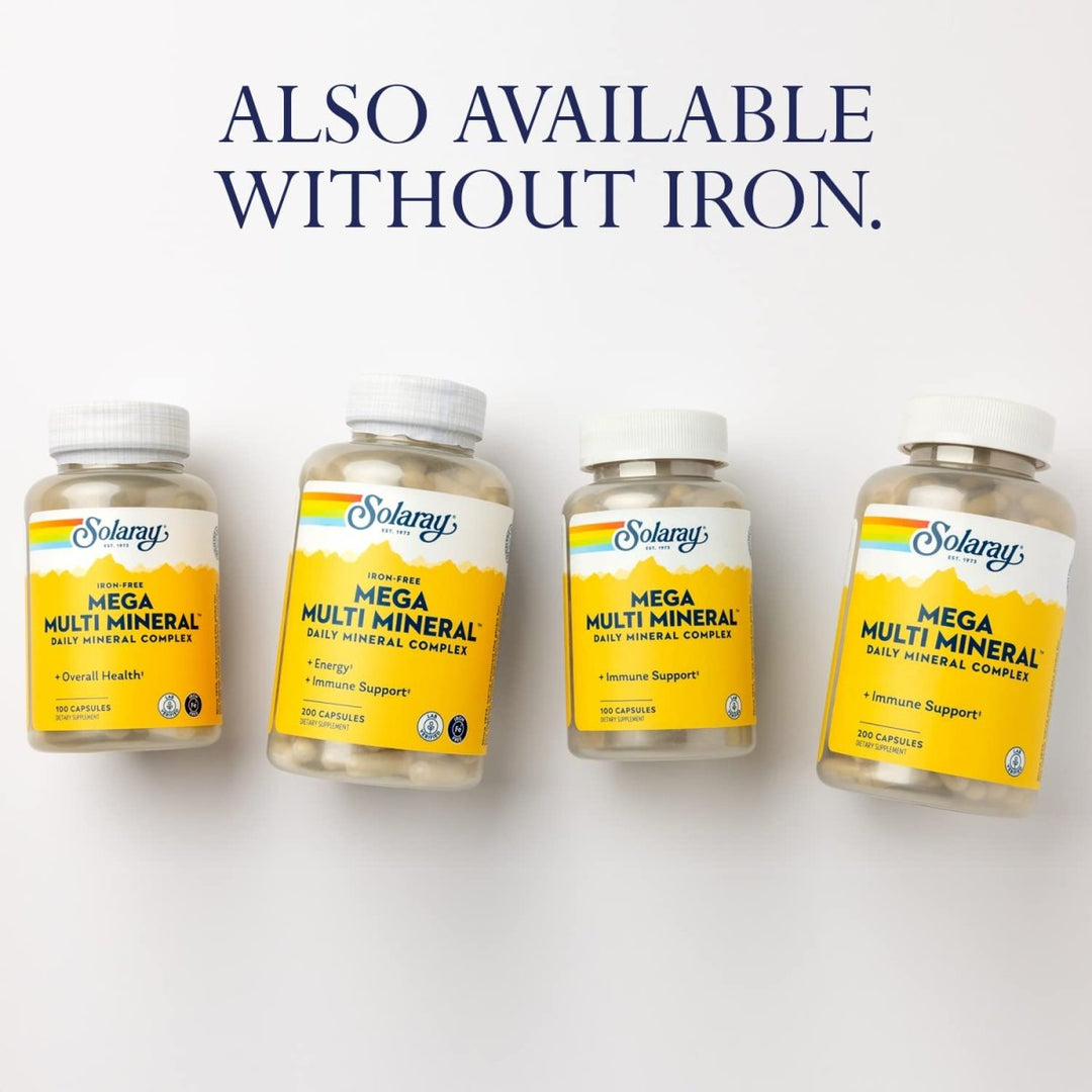 Solaray Mega Multi Mineral, 200 Capsules (25 Servings, 100 Capsules) - The Oasis of Health
