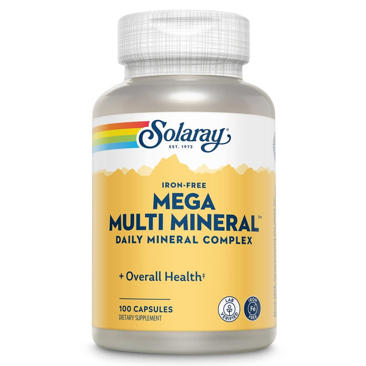 Solaray Mega Multi Mineral No Iron, Vitamin Capsules (076280045147) (100 Capsules, 25 Servings) - The Oasis of Health