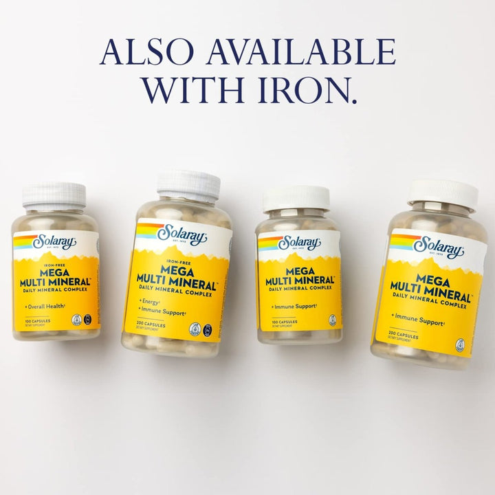 Solaray Mega Multi Mineral No Iron, Vitamin Capsules (076280045147) (100 Capsules, 25 Servings) - The Oasis of Health