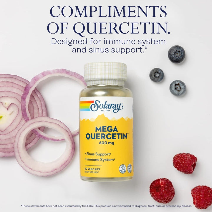 SOLARAY Mega Quercetin Healthy Cells, Heart, Circulatory & Respiratory System Support Bioflavonoids & AMPK Activator Non - GMO, Vegan 60 VegCaps - The Oasis of Health