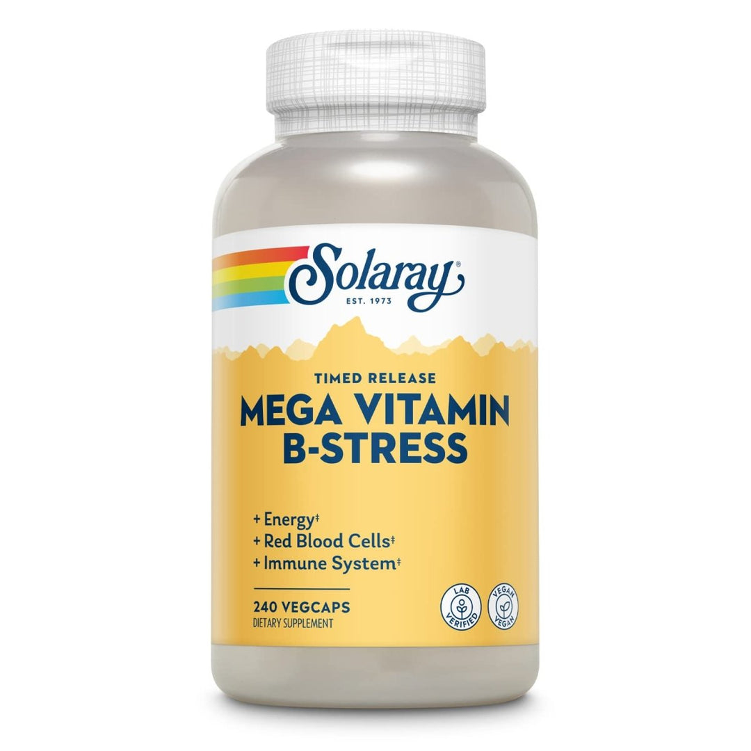Solaray Mega Vitamin B - Stress, Two - Stage Timed - Release | Specially Formulated w/B Complex Vitamins for Stress Support | Non - GMO | Vegan (120 CT) (240 CT) - The Oasis of Health