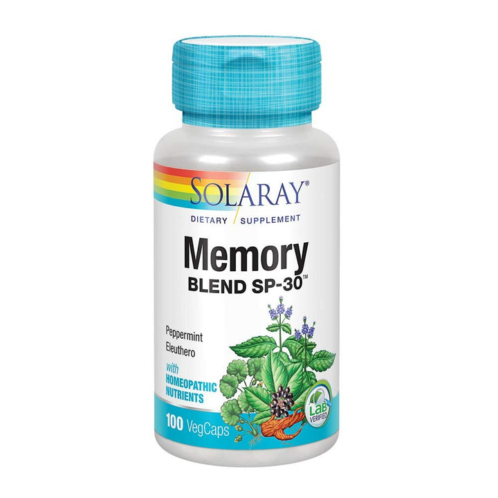 Solaray Memory Blend SP - 30 | Herbal Blend w/Cell Salt Nutrients to Help Support Memory, Concentrate & Focus | Non - GMO, Vegan | 50 Servings | 100 VegCaps - The Oasis of Health