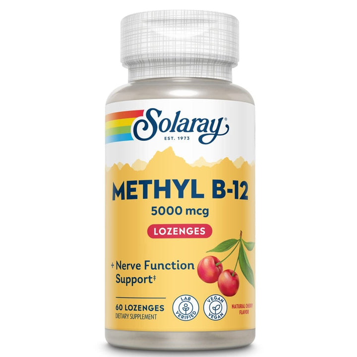 Solaray Methyl B12, Lozenge, Cherry (Btl - Plastic) 5000mcg | 60ct - The Oasis of Health