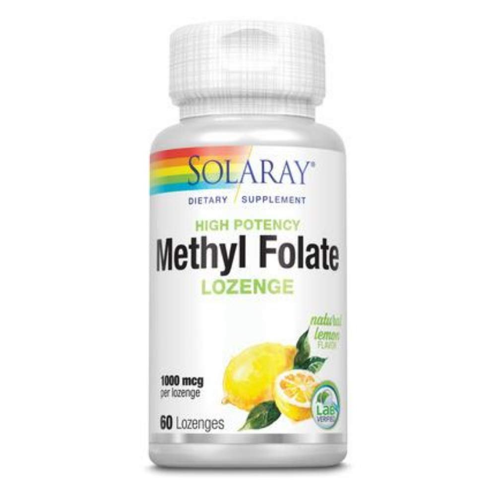 SOLARAY Methyl Folate w/No Sugar, Lozenge, Lemon (Btl - Plastic) 1000mcg | 60ct - The Oasis of Health