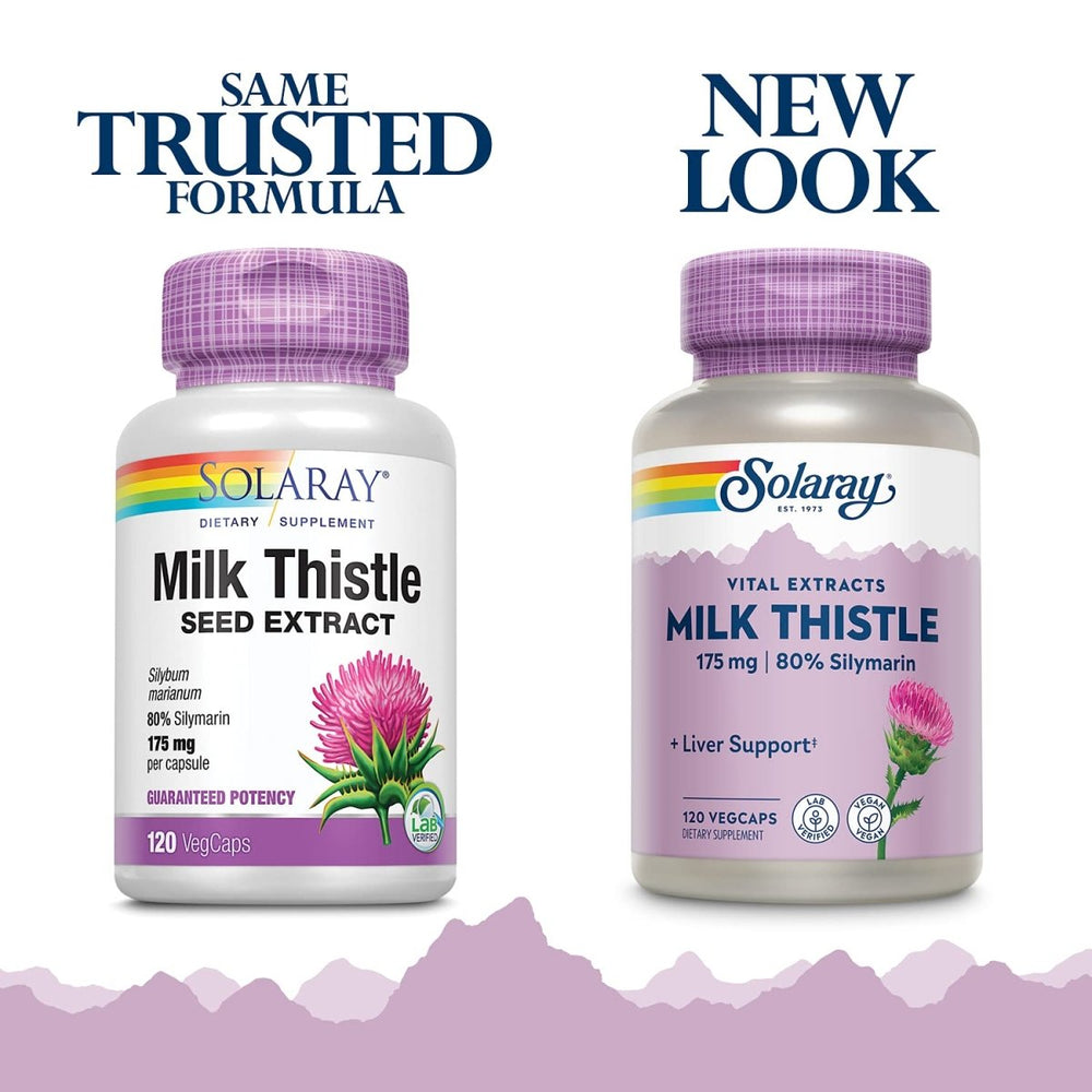 SOLARAY Milk Thistle Seed Extract 175mg Antioxidant Intended to Help Support a Normal, Healthy Liver Non - GMO & Vegan 120 VegCaps - The Oasis of Health