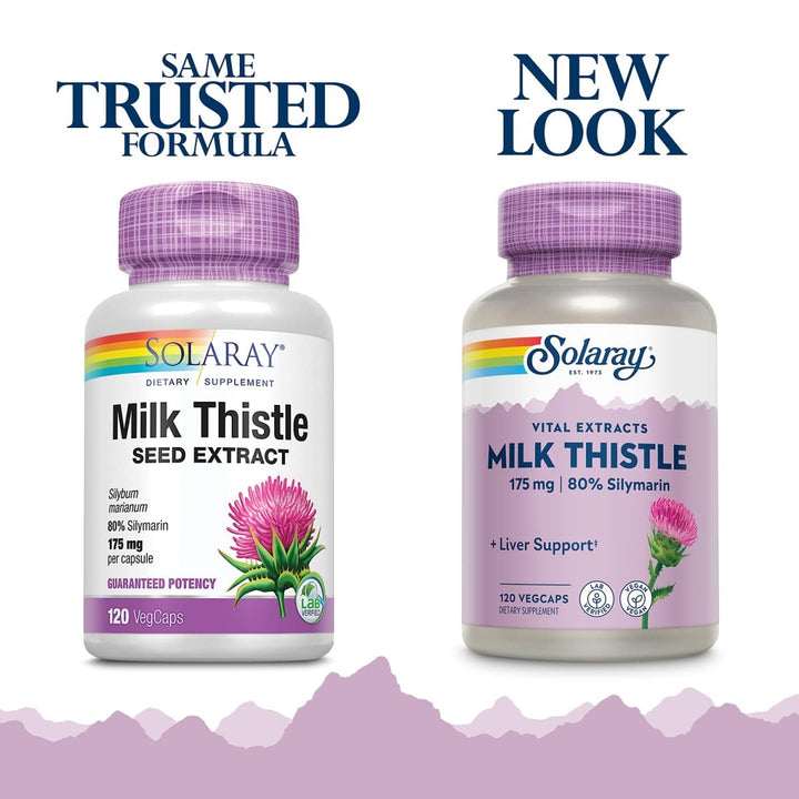 SOLARAY Milk Thistle Seed Extract 175mg Antioxidant Intended to Help Support a Normal, Healthy Liver Non - GMO & Vegan 120 VegCaps - The Oasis of Health