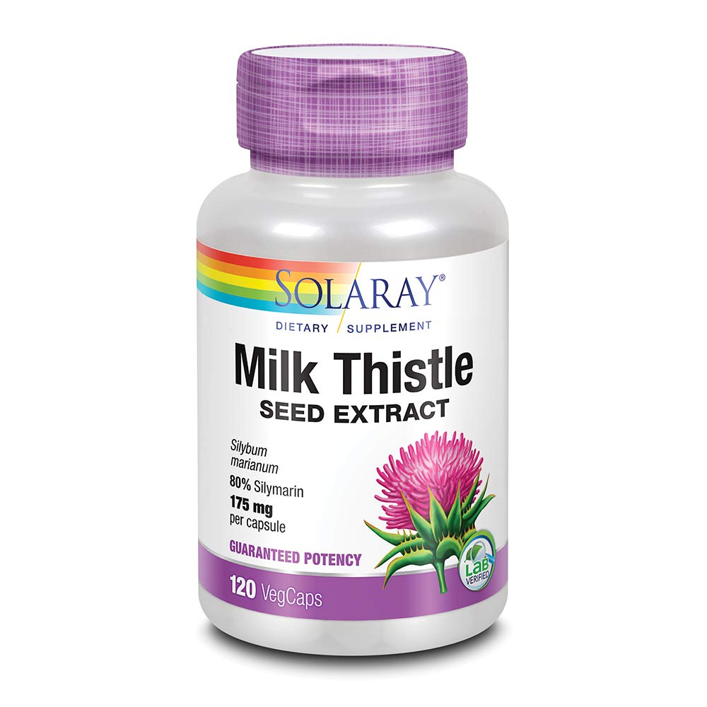 SOLARAY Milk Thistle Seed Extract 175mg Antioxidant Intended to Help Support a Normal, Healthy Liver Non - GMO & Vegan 120 VegCaps - The Oasis of Health