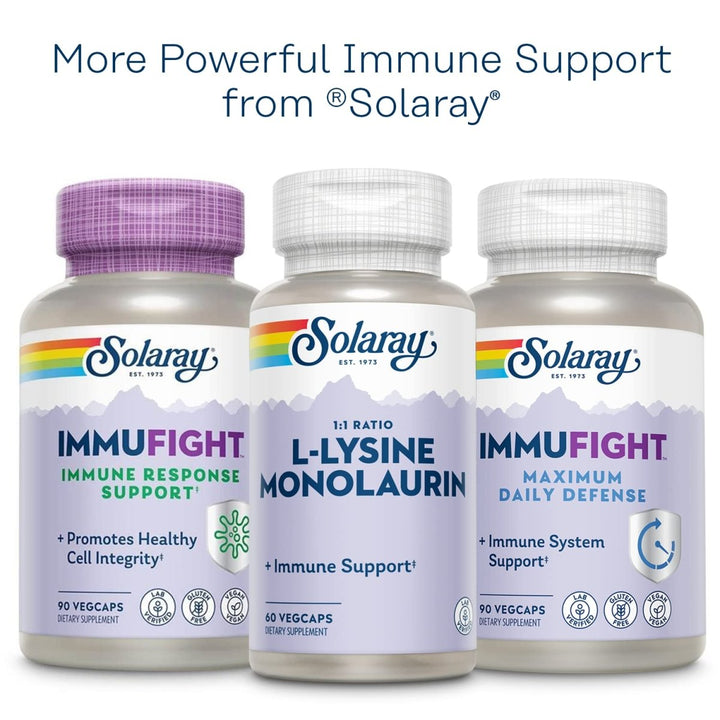 SOLARAY Monolaurin 500mg Immune Support Supplement, from Natural Coconut, Helps Maintain Immune & Gut Health & a Balanced Gut Flora, 60 - Day Money Back Guarantee, 60 Servings, 60 VegCaps - The Oasis of Health