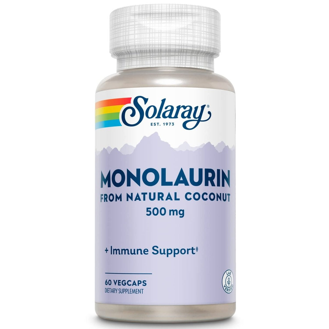 SOLARAY Monolaurin 500mg Immune Support Supplement, from Natural Coconut, Helps Maintain Immune & Gut Health & a Balanced Gut Flora, 60 - Day Money Back Guarantee, 60 Servings, 60 VegCaps - The Oasis of Health