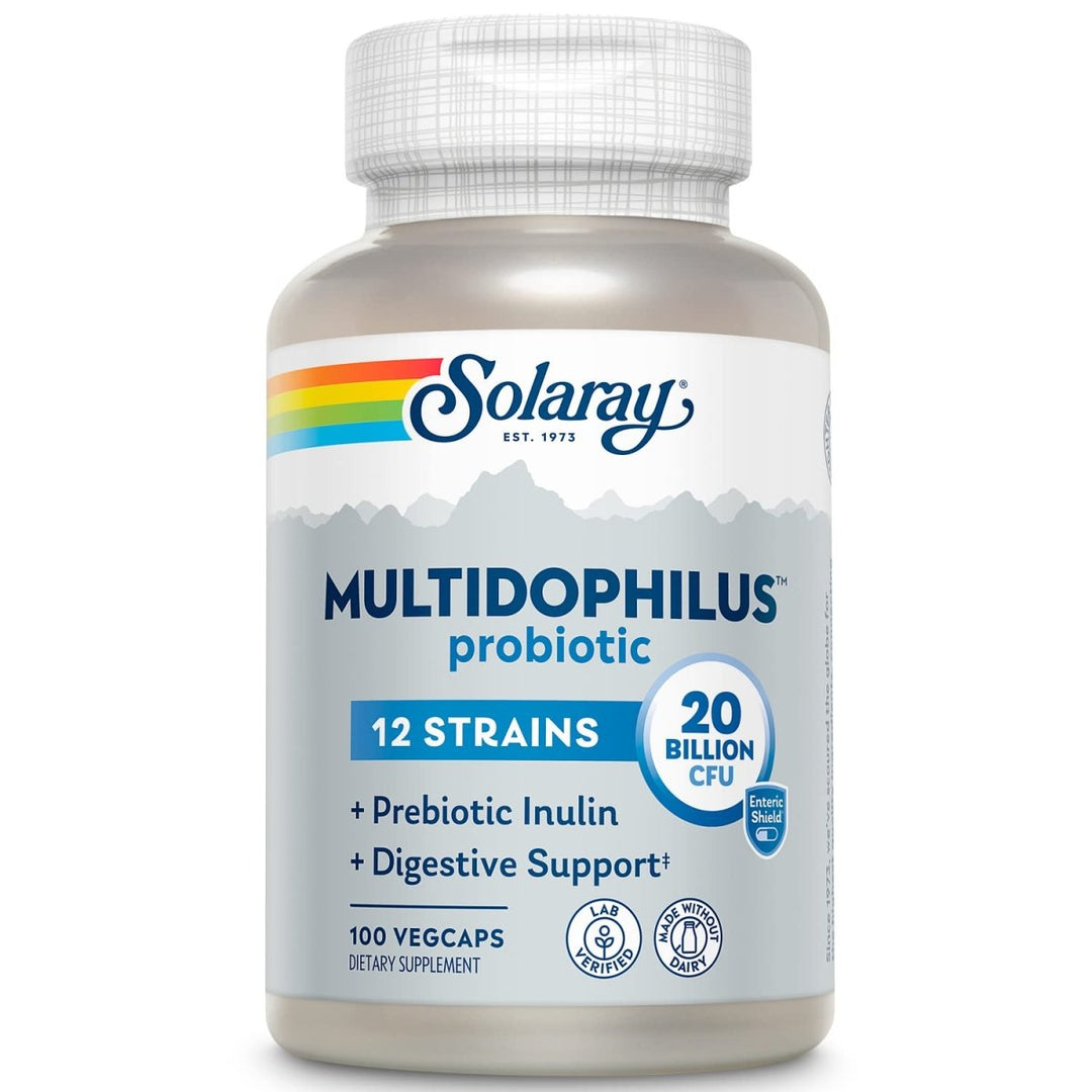SOLARAY Multidophilus 12 Strain Probiotic - 20 Billion CFU, 100 Enteric VegCaps - The Oasis of Health