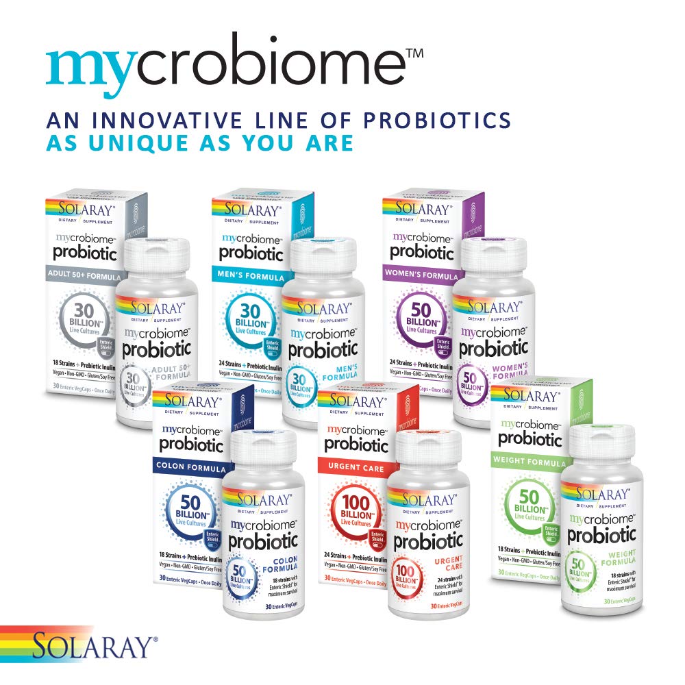 SOLARAY Mycrobiome Probiotic Urgent Care - 100 Billion CFU for Digestive and Immune Support 30 Capsules - The Oasis of Health