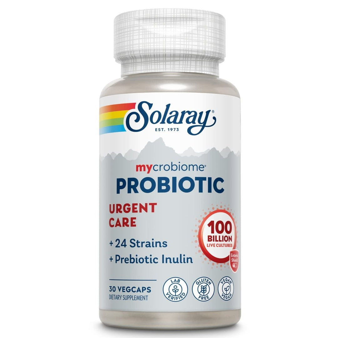 SOLARAY Mycrobiome Probiotic Urgent Care - 100 Billion CFU for Digestive and Immune Support 30 Capsules - The Oasis of Health