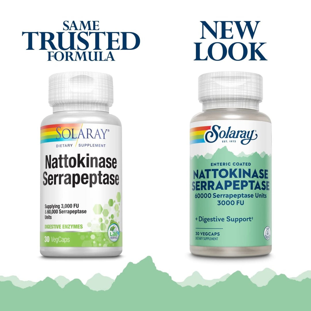 SOLARAY Nattokinase and Serrapeptase Supplement 30 Count - The Oasis of Health