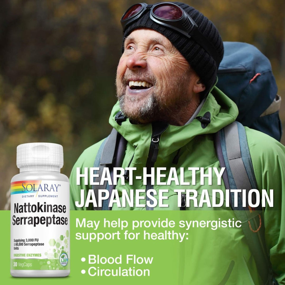 SOLARAY Nattokinase and Serrapeptase Supplement 30 Count - The Oasis of Health