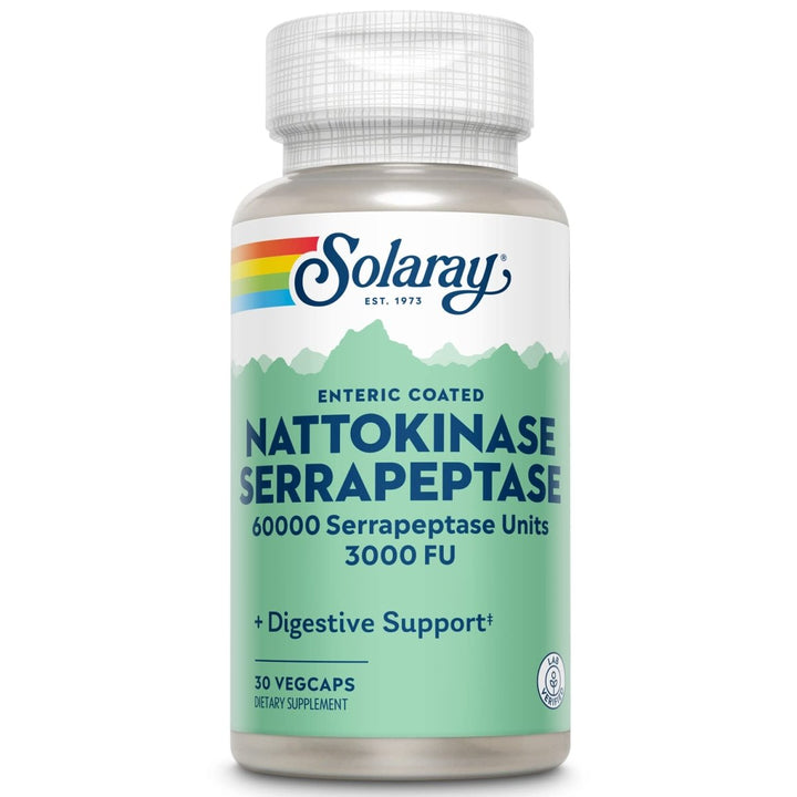 SOLARAY Nattokinase and Serrapeptase Supplement 30 Count - The Oasis of Health