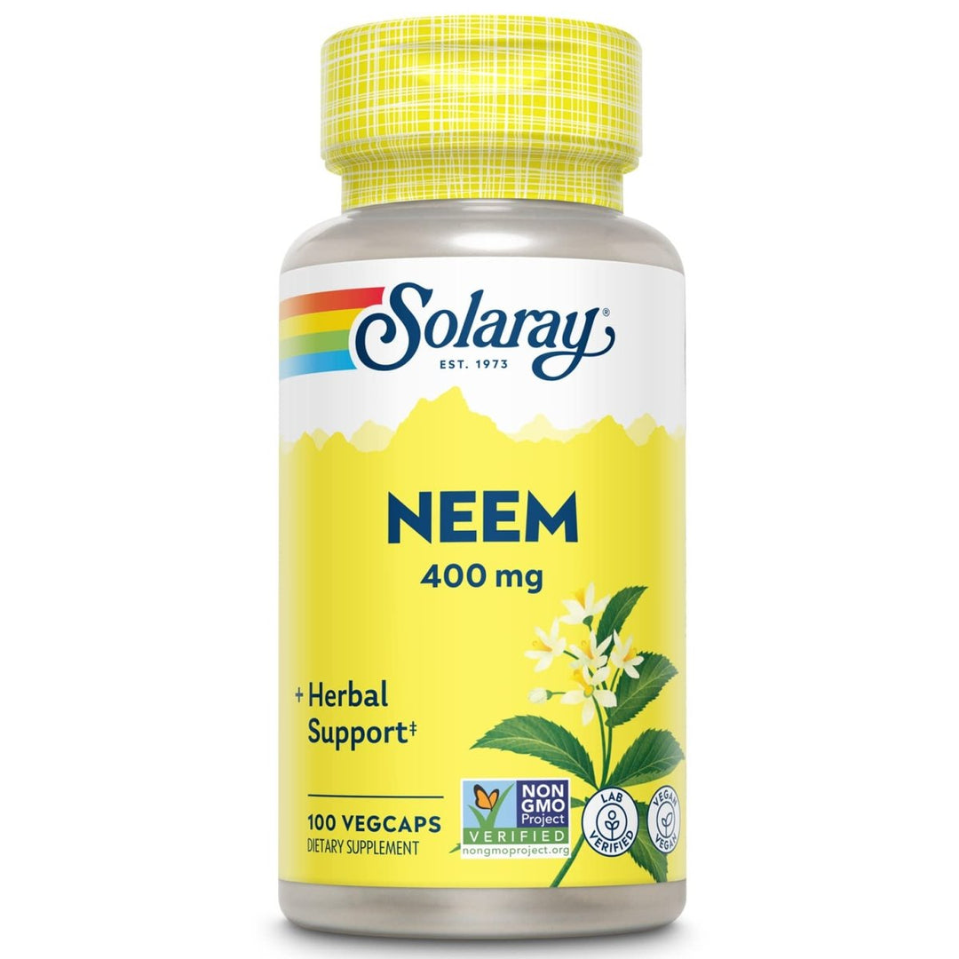 SOLARAY Neem Leaf 400mg | Healthy Blood, Skin & Immune System Support | Non - GMO, Vegan & Lab Verified | 100 VegCaps - The Oasis of Health