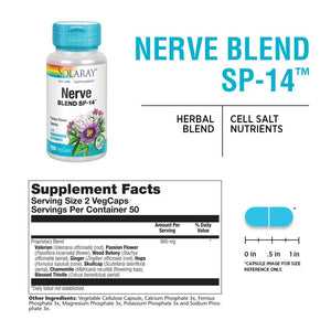 SOLARAY Nerve Blend SP - 14 | | 50 Serv | 100 VegCaps 02140 - The Oasis of Health