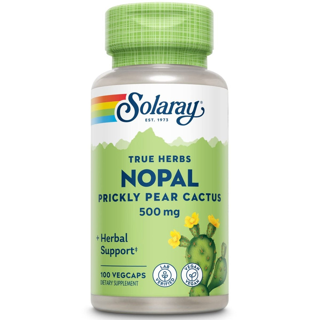 Solaray Nopal Prickly Pear Cactus 500 mg, with Naturally Occurring Dietary Fiber, Antioxidants, Carotenoids and Other Nutrients, Vegan, 60 Day Money Back Guarantee, 100 Servings, 100 VegCaps - The Oasis of Health