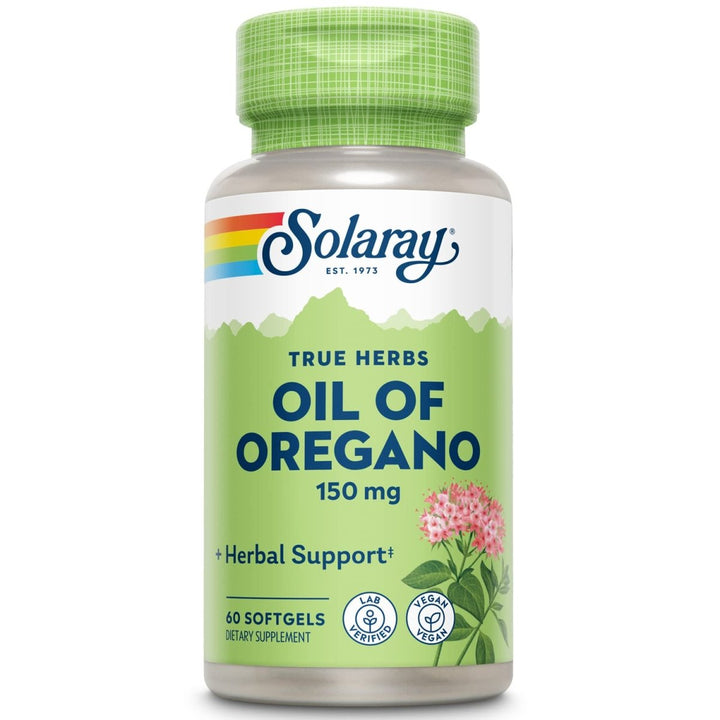 SOLARAY Oil of Oregano 150 mg | Extra Virgin Olive Oil Base | Whole Aerial | Healthy Immune & Intestinal Flora Support | Vegan & Non - GMO | 60 Softgels - The Oasis of Health