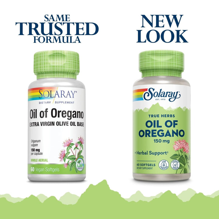 SOLARAY Oil of Oregano 150 mg | Extra Virgin Olive Oil Base | Whole Aerial | Healthy Immune & Intestinal Flora Support | Vegan & Non - GMO | 60 Softgels - The Oasis of Health