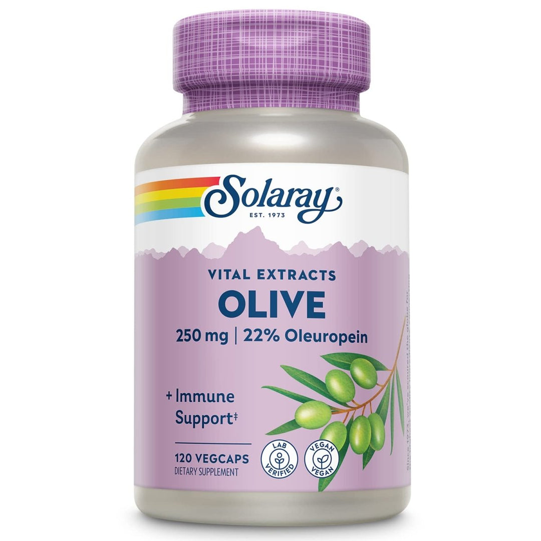 SOLARAY Olive Leaf Extract 22% Supplement, 250 mg | 120 Count - The Oasis of Health
