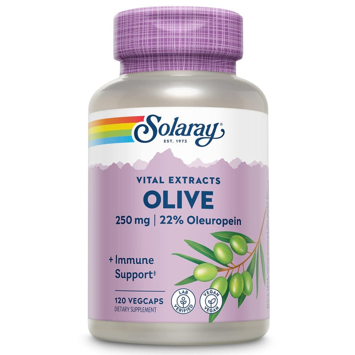 SOLARAY Olive Leaf Extract 22% Supplement, 250 mg | 120 Count - The Oasis of Health