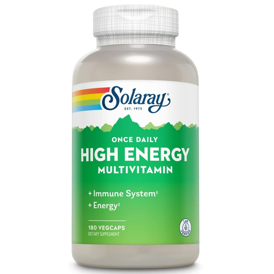 SOLARAY Once Daily High Energy Multivitamin - Comprehensive Immune System and Energy Support - Whole Food and Herb Base Ingredients - Men's and Women's Multi Vitamin - 180 Servings, 180 VegCaps - The Oasis of Health
