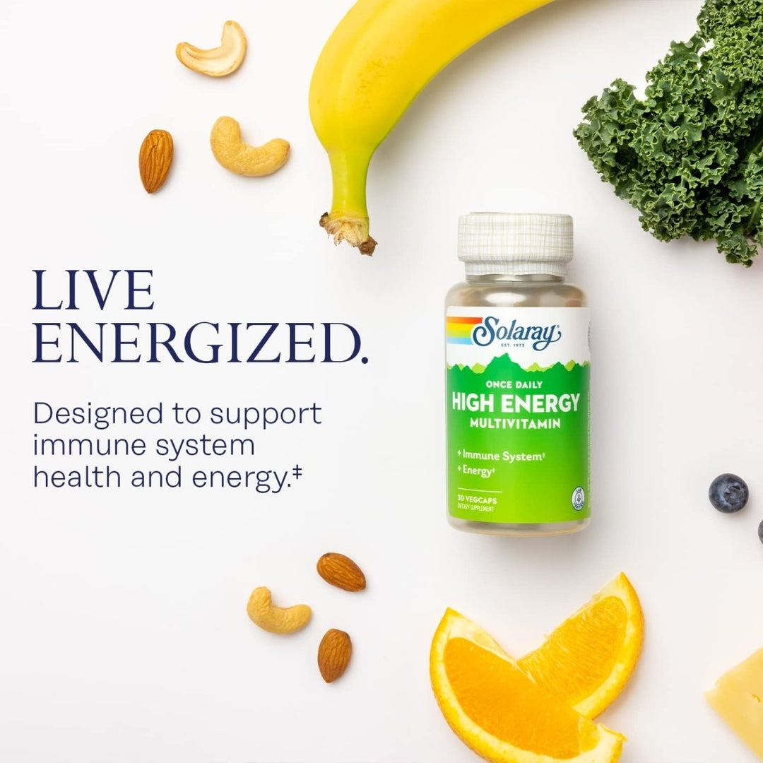 SOLARAY Once Daily High Energy Multivitamin, Immune System and Energy Support, Whole Food and Herb Base Ingredients, Men?s and Women?s Multi Vitamin, 30 Servings, 30 VegCaps - The Oasis of Health